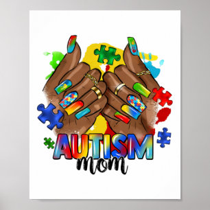 Afro Black Nagel Autism Mamma Autism Awareness Day Poster
