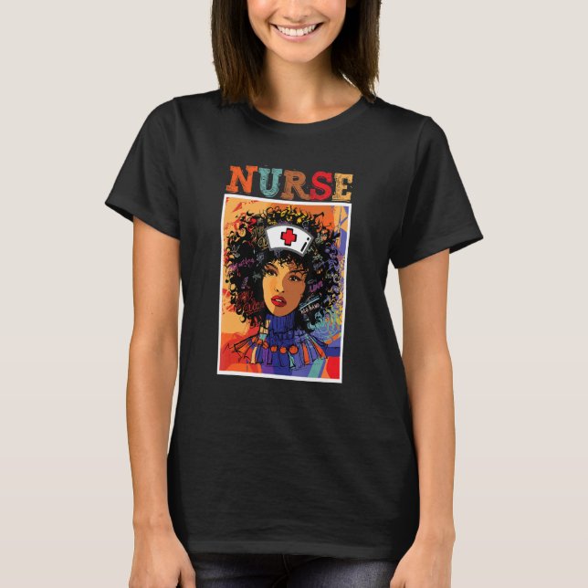 Afro Black Nurse Black History Month African Ameri T Shirt (Framsida)