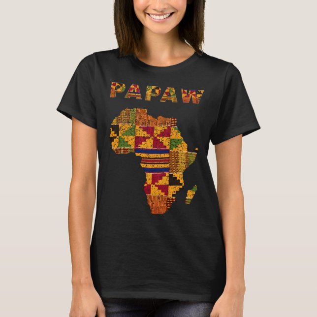 Afro Black Papaw African Ghana Kente Cloth Family  T Shirt (Framsida)