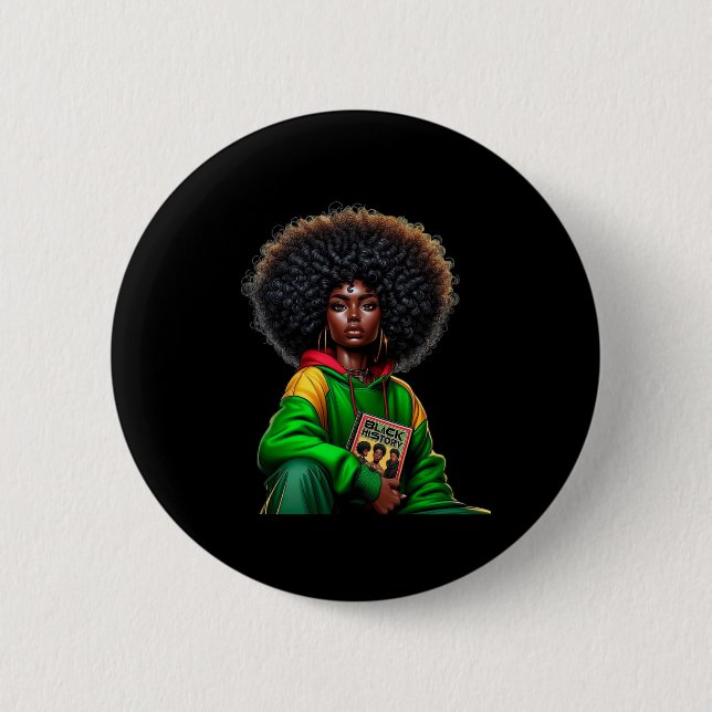 Afro Black Queen Afrika Färg - Black History Mont Knapp (Framsida)