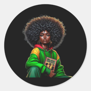 Afro Black Queen Afrika Färg - Black History Mont Runt Klistermärke