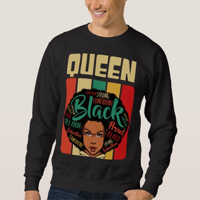 Afro Black Queen Melanin Anti Rassism African Woma Lång Ärmad Tröja (Framsida)