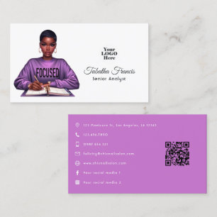 Afro Black Woman Empoweragement Leaagement Art Visitkort