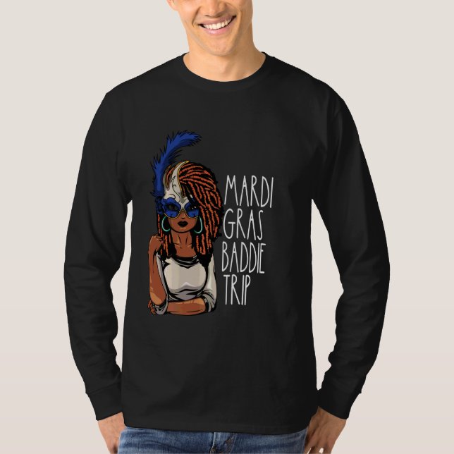 Afro Black Woman Mardi Gras Baddie Resa Melanin Ne T Shirt (Framsida)