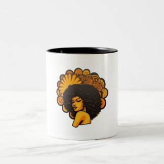 Afro Black Woman Retro Stil Två-Tonad Mugg