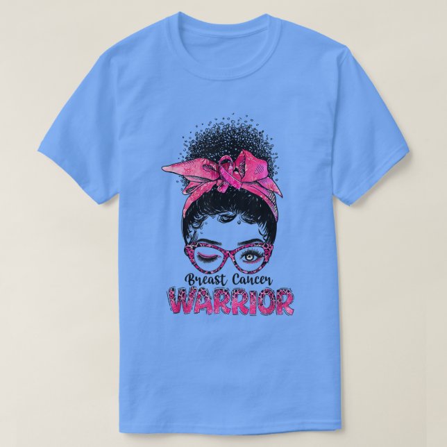 Afro Black Women Breast Cancer Awareness Messy Bun T Shirt (Design framsida)