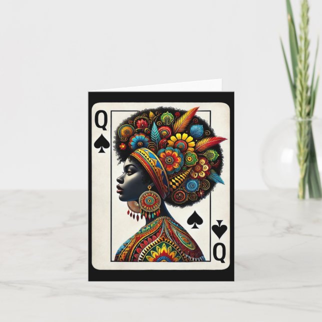 Afro Black Women Queen Spades African Roots Black Kort (Framsida)