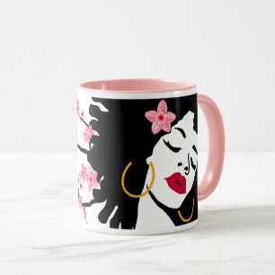 Afro Blommar Woman Mugg