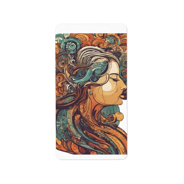 Afro Boho Queen - Colorful Artistic Adressetikett (Framsidan)