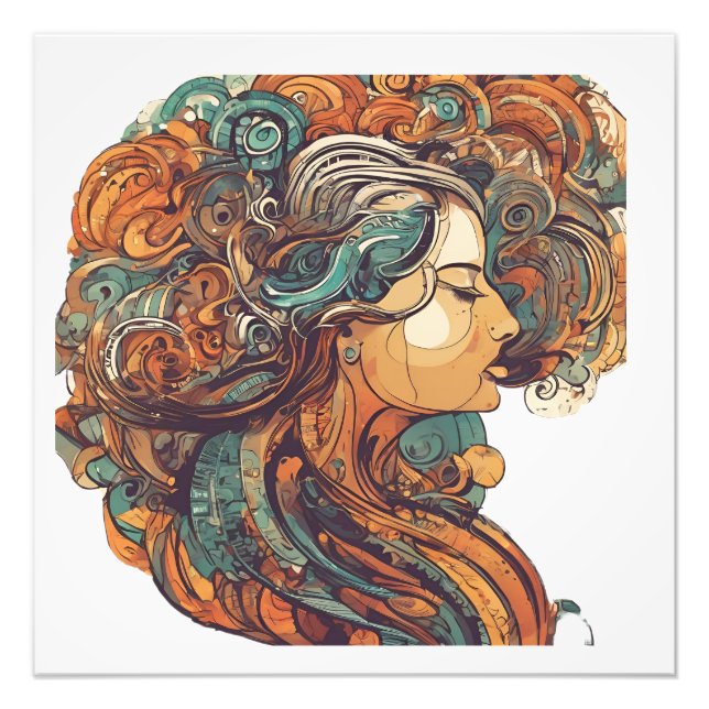 Afro Boho Queen - Colorful Artistic Fototryck (Framsidan)