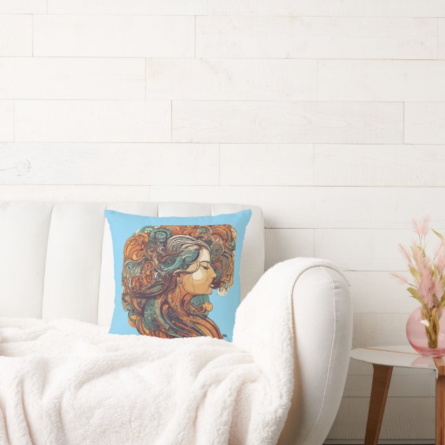 Afro Boho Queen - Colorful Artistic Kudde (Soffa)