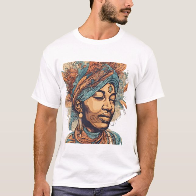 Afro Boho Queen - Colorful Artistic T Shirt (Framsida)