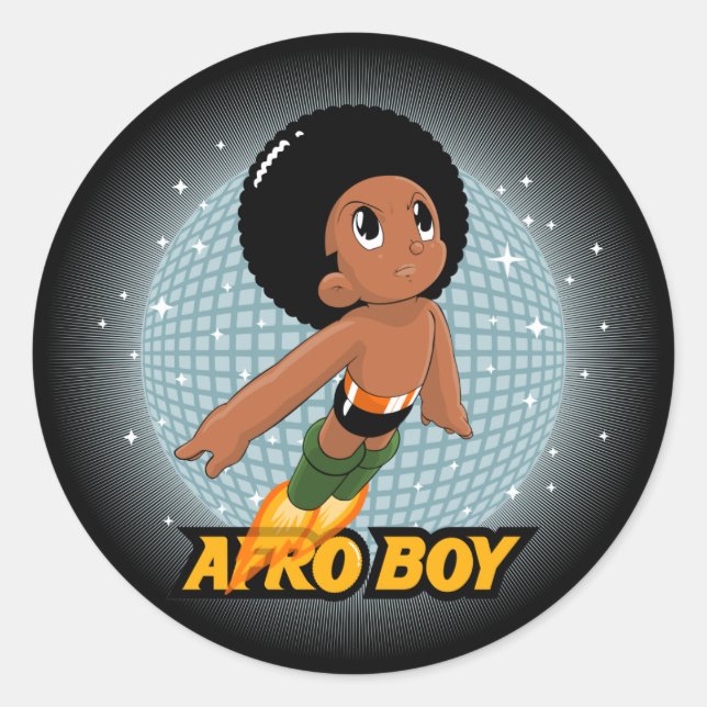 Afro Boy Runt Klistermärke (Framsida)
