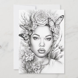 Afro Butterfly Beauty | Färg Ditt eget vykort
