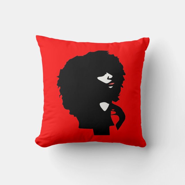 Afro- chic naturlig hårillustration kudde (Framsida)