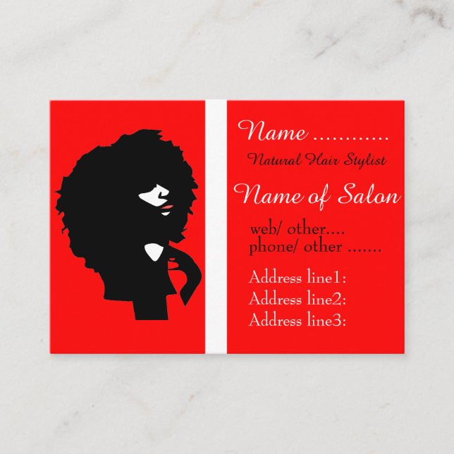 Afro- chic naturlig hårillustration visitkort (Framsida)