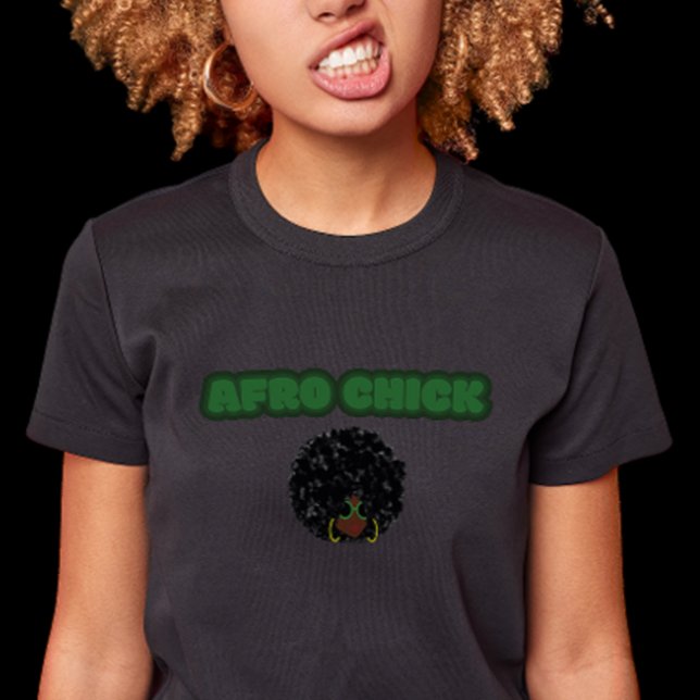 Afro Chick - Black Bella+Canvas Women's Slim Fit T Shirt (Afro Chick - Get Your Scowl on girl)