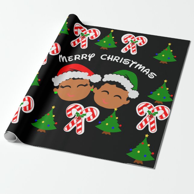 Afro Children Black Boy och Girl twillingars Presentpapper (Utrullad)
