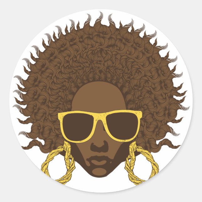 Afro Coola Runt Klistermärke (Framsida)