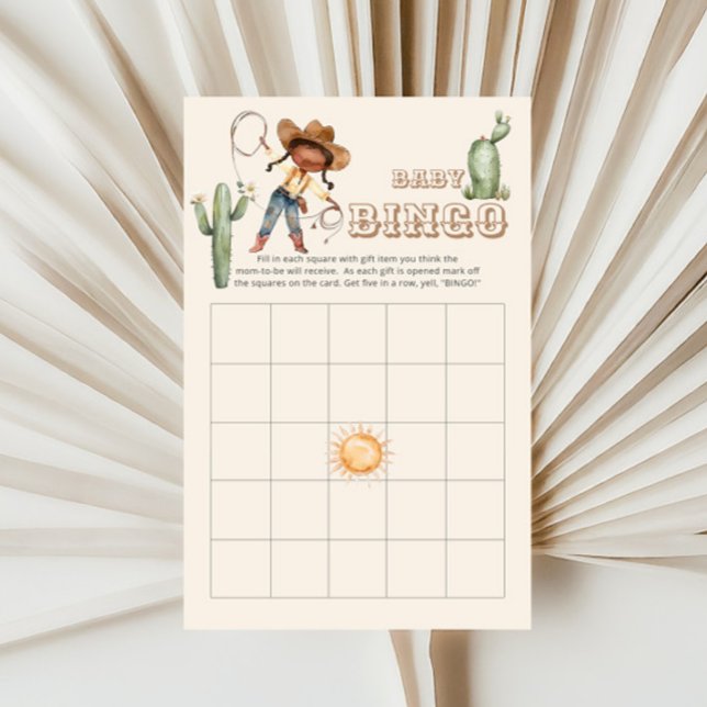Afro Cowgirl Ranch Baby Shower Bingo Game Card (Skapare uppladdad)