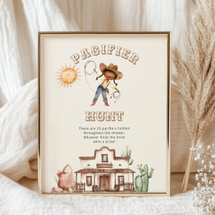Afro Cowgirl Ranch Baby Shower Nappar Hunt Poster