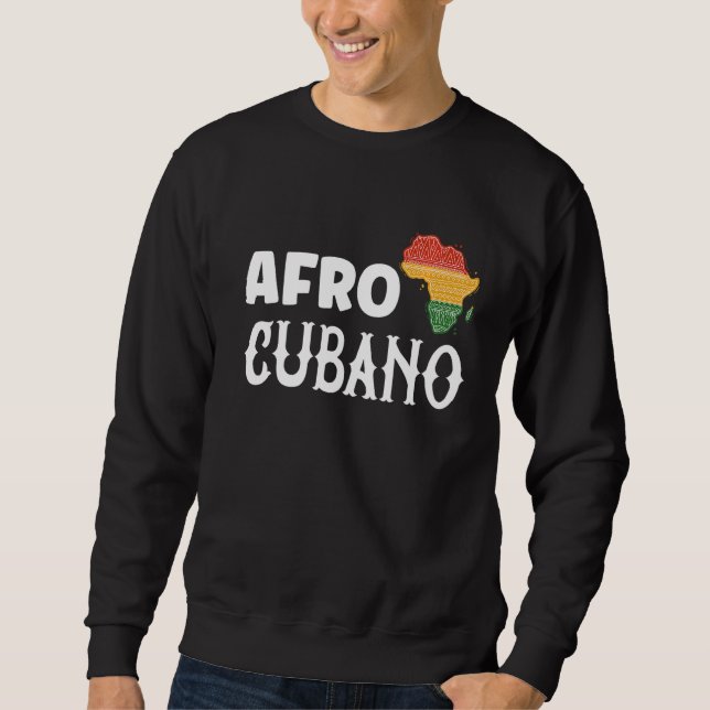 Afro Cubano Cuban Melanin Afro Black Lång Ärmad Tröja (Framsida)