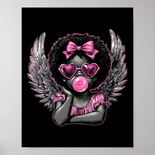 Afro Cupid med solglasögon som blåser bubbelgum Va Poster
