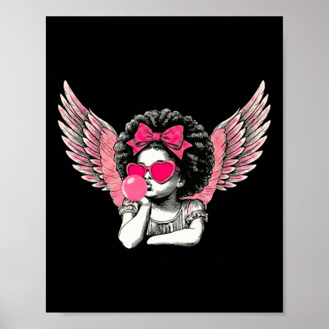 Afro Cupid With Sungles Blowing Bubble Gum Valenti Poster (Framsidan)