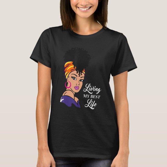 Afro Dam Woman Black T Shirt (Framsida)