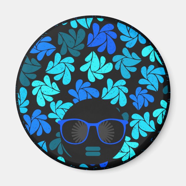 Afro Diva Blå  Magnet (Framsidan)