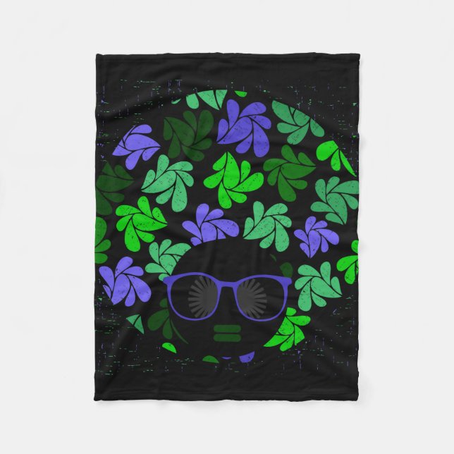 Afro Diva Grön & Blå Fleecefilt (Framsidan)