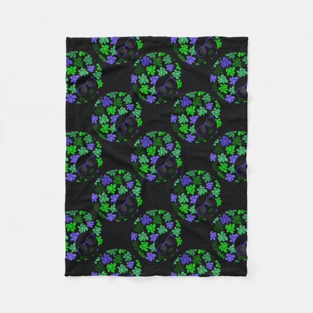 Afro Diva Grön & Blå Fleecefilt (Framsidan)