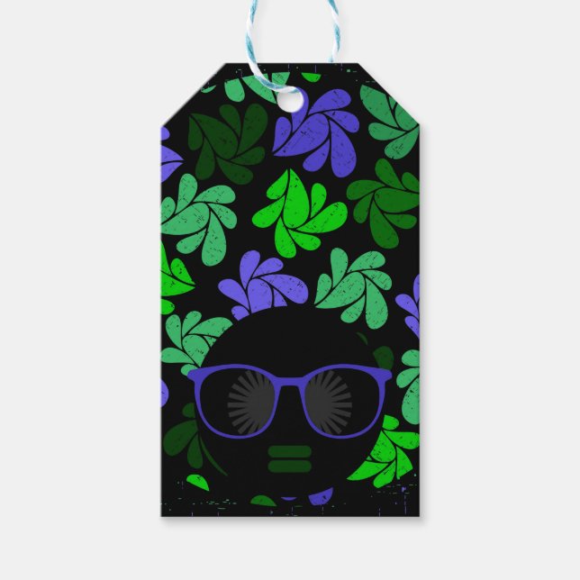 Afro Diva Grön & Blå Presentetikett (Framsidan)