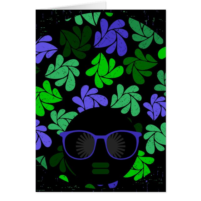 Afro Diva Grönt & Blue Hälsningskort (Framsidan)