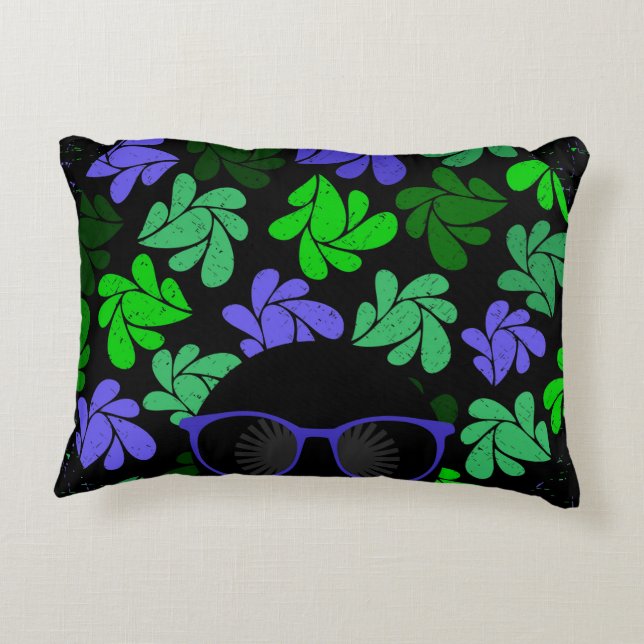 Afro Diva Grönt & Blue Prydnadskudde (Baksidan)