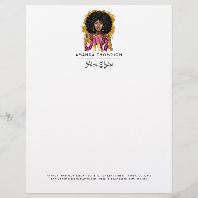 Afro Diva Hair Salon Brevhuvud (Framsida)