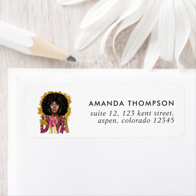 Afro Diva Hair Salon Returadress Etikett (Insitu)