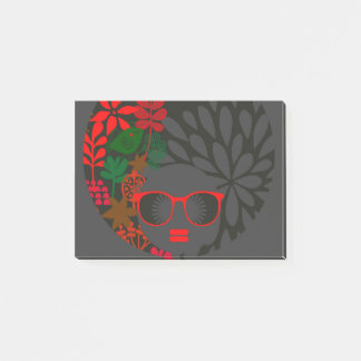 Afro Diva Red Grönt Slate Black Post-it Block