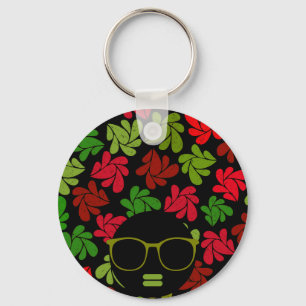 Afro Diva Röd Rosa Grön Nyckelring