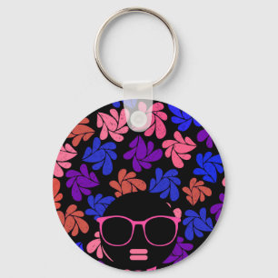 Afro Diva Rosa Lavendel Blå Nyckelring