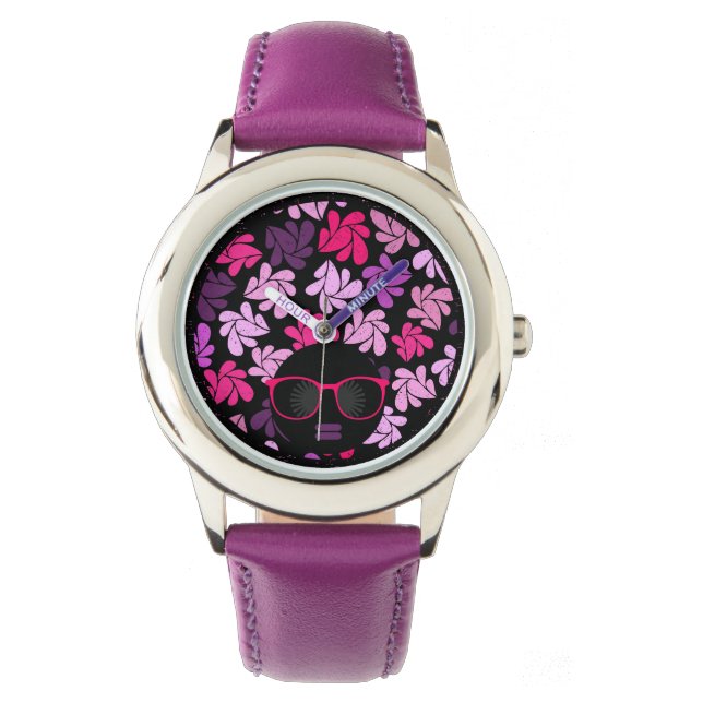 Afro Diva Rosa Lila Lavender Watch Armbandsur (Framsida)