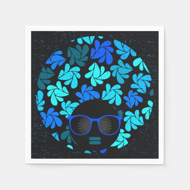 Afro Diva Teal Turquise Party Supplies Pappersservett (Framsidan)