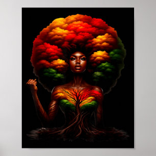 Afro Drottning Svart Kvinna Afrikanska Rötter Mela Poster