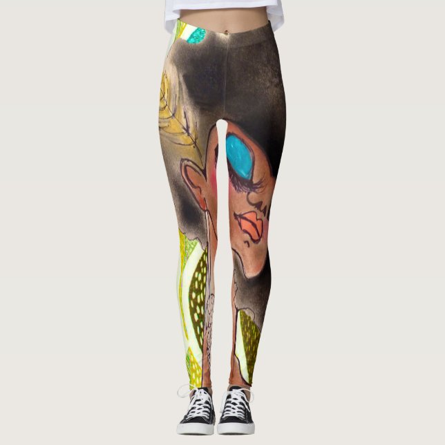 Afro- felik damasker leggings (Framsida)