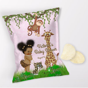 Afro Flicka Safari Baby Shower Chip Bag Wrapper Reklamblad