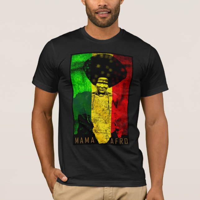 Afro- - för afrikakarta för mammor afro- Reggae Tee Shirt (Framsida)