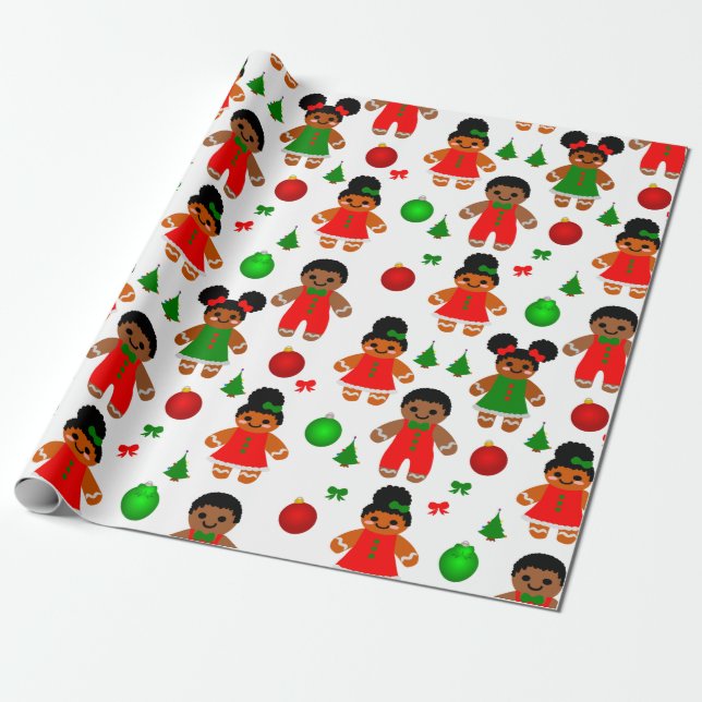 Afro Gingerbröd Kids jul Cookie Presentpapper (Utrullad)