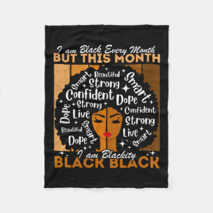 Afro Girl Blackity Black varje månad, svart histor Fleecefilt