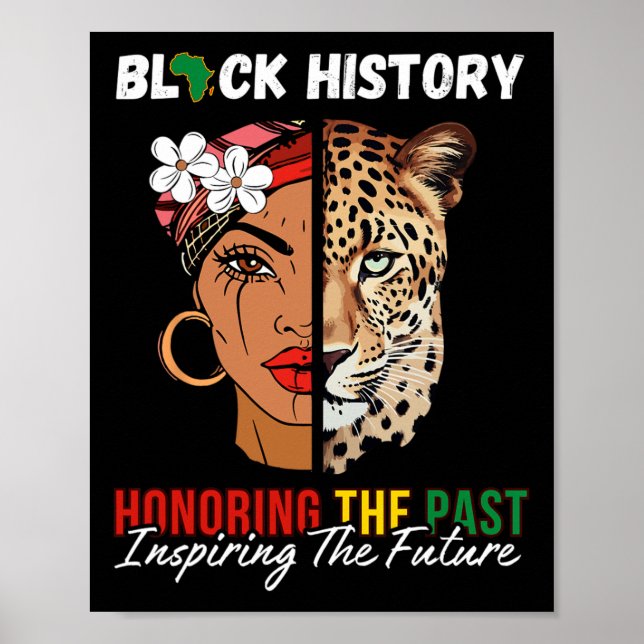 Afro Girl Honoring Past Inspirating Future Black Poster (Framsidan)
