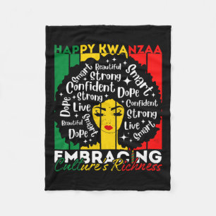 Afro Girl Lycklig Kwanzaa African American Heritag Fleecefilt